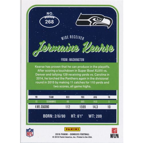 2016 Donruss Football 268 Jermaine Kearse Seattle Seahawks