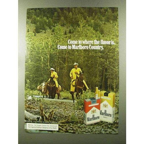1973 Marlboro Cigarettes Ad - Cowboys on Horses