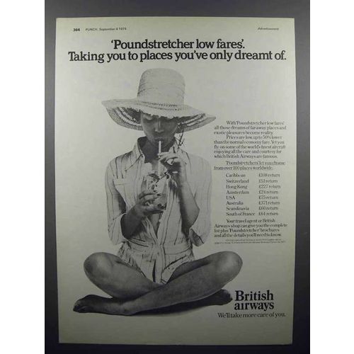 1974 British Airways Ad - Poundstretcher Low Fares
