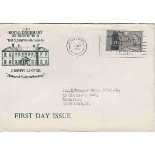 GB 1965 Joseph Lister picture FDC Edinburgh pm see rest