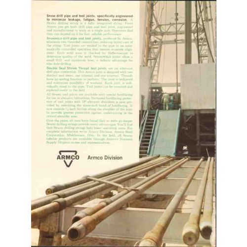 armco steel corp 1962 spang drill pipe tool joints buttress vintage ad