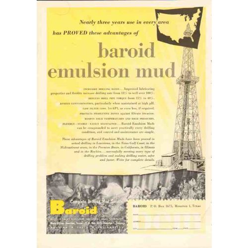 baroid 1953 national lead company emulsion mud drilling oil vintage ad