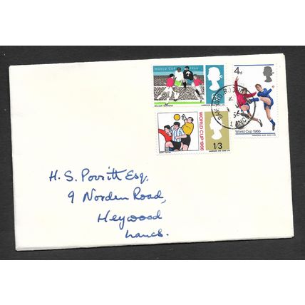 GREAT BRITAIN 1966 1st JUNE WORLD CUP FOOTBALL 3 VALS PLAIN FIRST DAY COVER