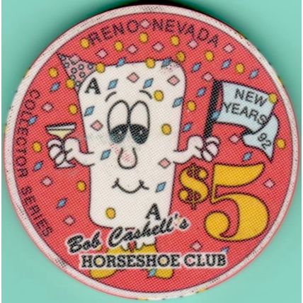 Horseshoe Club. $5 Casino Chip. Reno, NV. K98.