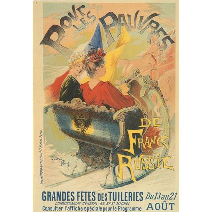 Pour Les Pauvres France Russie Old French Poster Postcard