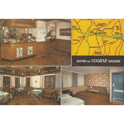 Gasthof Zur Munz Gunzburg Map Hotel German Postcard