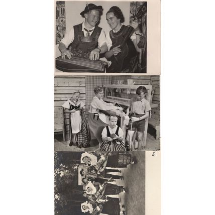 Switzerland Mother Crafts Making Clothes Vintage RPC 3x Postcard