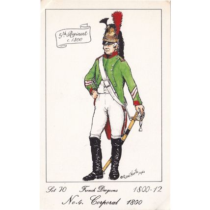 French Dragoon Corporal 1810 Soldier Napoleonic War Uniform Military Postcard