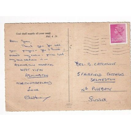 ''God Shall Supply all your need'' Postcard posted 1972 crease