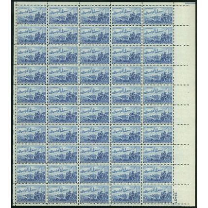 Landing of Cadillac Sheet of Fifty 3 Cent Postage Stamps Scott 1000