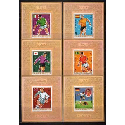 ZAYIX Ajman 525-530 MNH Imperf Deluxe Sheets Football Championships 041623S110