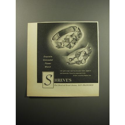 1957 Shreve's Jewelry Advertisement - Exquisite concealed flower watch