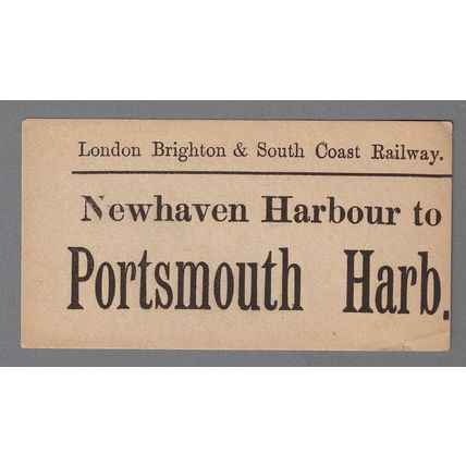 LONDON BRIGHTON & SOUTH COAST RAILWAY LUGGAGE LABEL -NEWHAVEN HARB.-PORTSMOUTH H