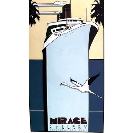 Orig 80s Patrick Nagel Print MIRAGE GALLERY CA Poster Ad wall Art Deco gift