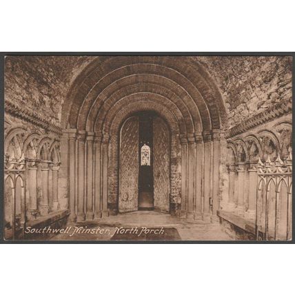 North Porch, Southwell Minster, Nottinghamshire, c.1920s - Padgett Postcard
