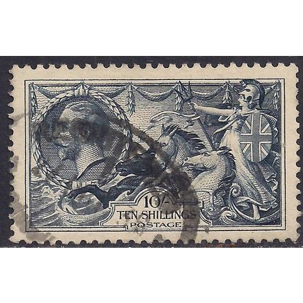 GB 1934 KGV 10/-d Indigo Seahorse used SG 452 ( L1365 )