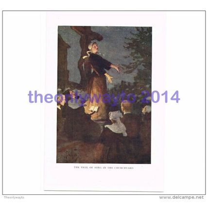 Vigil of Song in the Churchyard, Brittany, France, Book Illustration, 1912