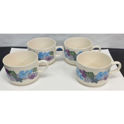 USA Vintage Lauffer Purple and Blue Flowers Ceramic Coffee Tea Cup Mug Cute