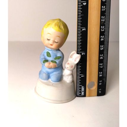 Porcelain Praying Boy With Rabbit Figurine Collectible Home Decor Farmhouse VTG