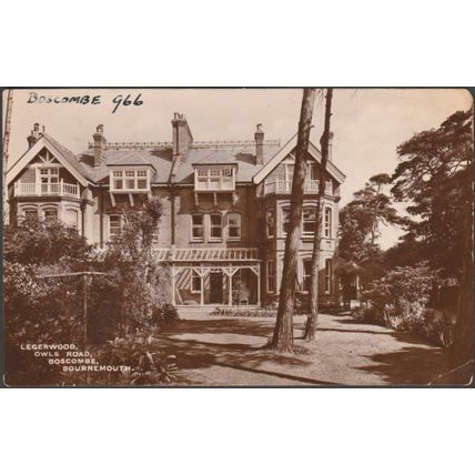 Legerwood, Boscombe, Bournemouth, Hampshire, 1941 - Lyons RP Postcard
