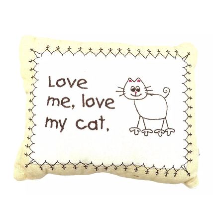 Small Decorative Pillow Love Me Love My Cat 8 CM Gift Feline Home Decor