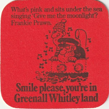 BEER MAT - GREENALL WHITLEY BREWERY - SMILE PLEASE - (Cat No 302) - (1975)