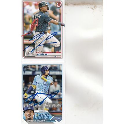 RONALD ACUNA JR & WANDER FRANCO AUTOGRAPH 2020/23 BRAVES & RAYS ALL-STAR PLAYERS