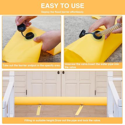 4 Pack 6 Ft Flood Barrier for Home, Reusable Outdoor Water Barriers,Water Barrie