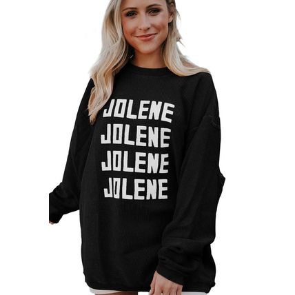 Black JOLENE Ribbed Corded Oversized Sweatshirt
