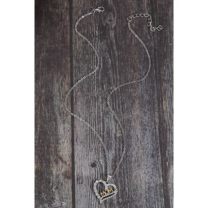 Silvery Rhinestone Mothers Day Heart Shape Alloy Necklace