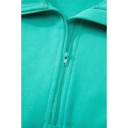 Aruba Blue Quarter Zip Stand Neck Kangaroo Pocket Sweatshirt