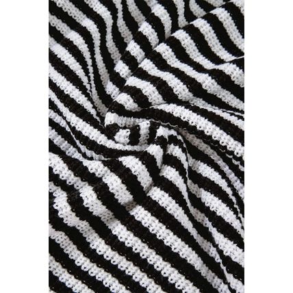 Black Stripe Zip up Collar Drop Shoulder Sweater