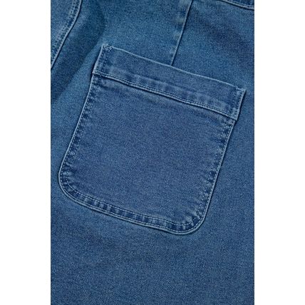 Dusk Blue Adjustable Tie Straps Cropped Wide Leg Denim Overalls