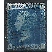 1858 SG47 2d Blue Plate 13 Fine Used Check Letters "EI".