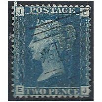 1858 SG47 2d Blue Plate 13 Fine Used Check Letters "EJ".