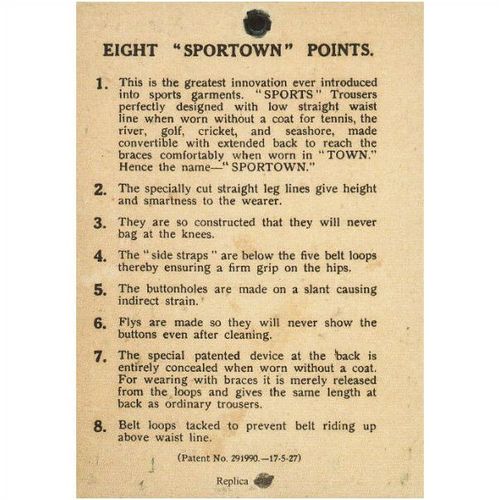 Price Ticket Label Sportown Flannel Trousers Tennis Cricket