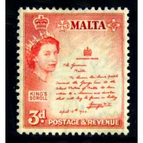 MALTA 1956 SG 272 3d ROSE RED M / MINT #2