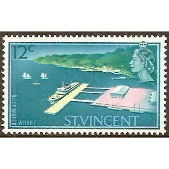 St Vincent 1965 12c Deep Water Wharf Mounted Mint MM SG 239 Sc 234 postage stamp