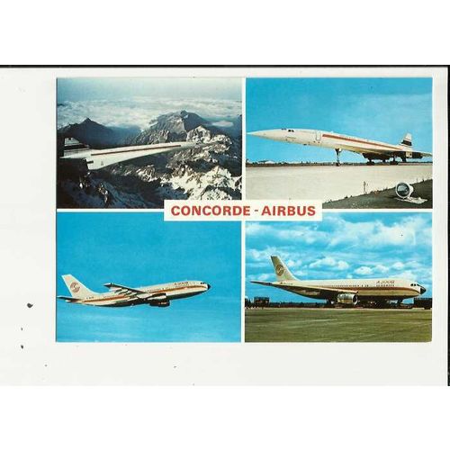 Aviation CONCORDE & AIRBUS Postcard by Editions Loubatieres (L.90)