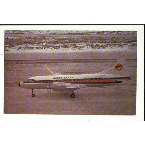 Aviation GREAT LAKES AIRLINES CONVAIR CV-580 Postcard by Mary Jayne (MJ295)