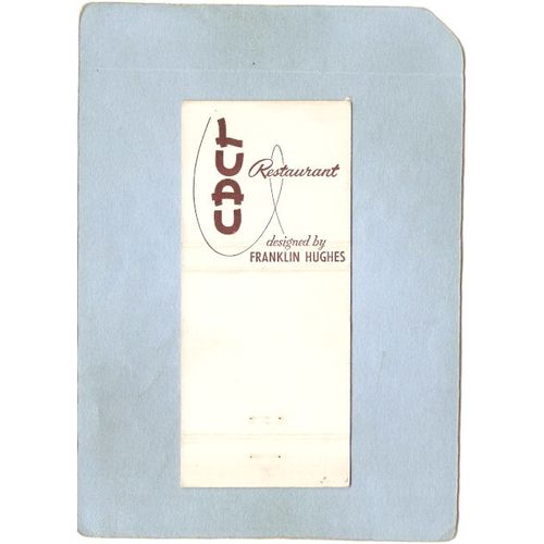 FL Miami Beach Matchcover Tiki Luau Restaurant designed by Franklin Hughes~58