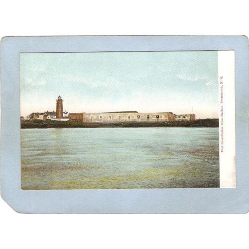 NH Portsmouth Lighthouse Postcard Lighthouse w/Old Fort Constitution light~681