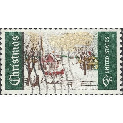 USA, CHRISTMAS, Currier and Ives sleigh ride, grey 1974, 10c, #3