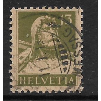 SWITZERLAND 1914 WILLIAM TELL 13c GREEN ON BUFF SG 284 FINE USED#2