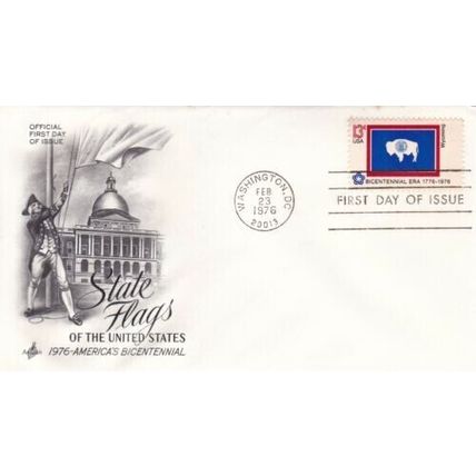 United States 1976 Wyoming Flag FDC Washington DC cancel unaddressed VGC