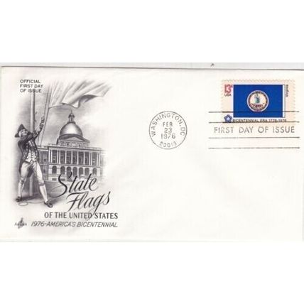 United States 1976 Virginia Flag FDC Washington DC cancel unaddressed VGC