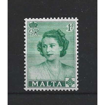 Malta.SG255 1d Queen Elizabeth when Princess (Green).Mounted Mint.Apr25a