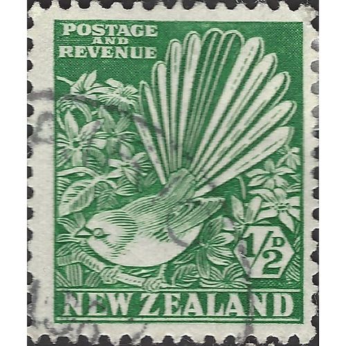 NEW ZEALAND, BIRD, Fantail, Rhipidura fuliginosa, green 1936, ½d, #3
