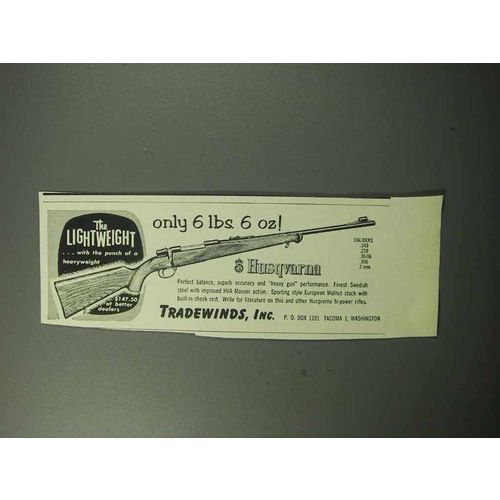 1958 Husqvarna Lightweight Rifle Ad - Only 6 lbs. 6 oz