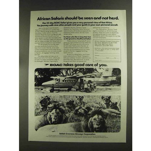 1972 BOAC Airways Ad - African Safaris